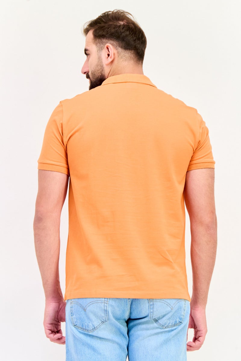 Celio Men Regular Fit Solid Shot Sleeve Polo Shirt, Rust - Image 4